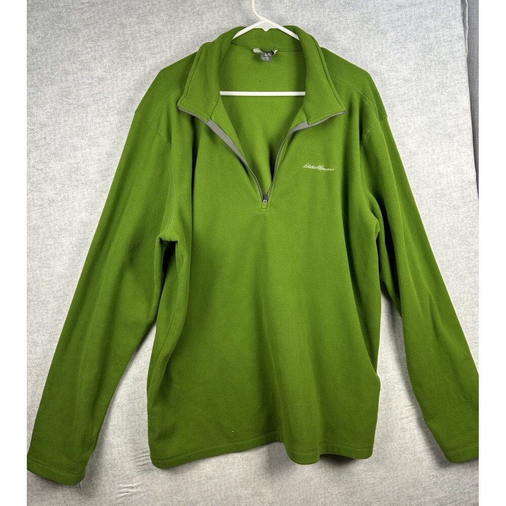 Men’s Eddie Bauer Fleece Jacket Tall XL Lime Green 1/4 Zipper
